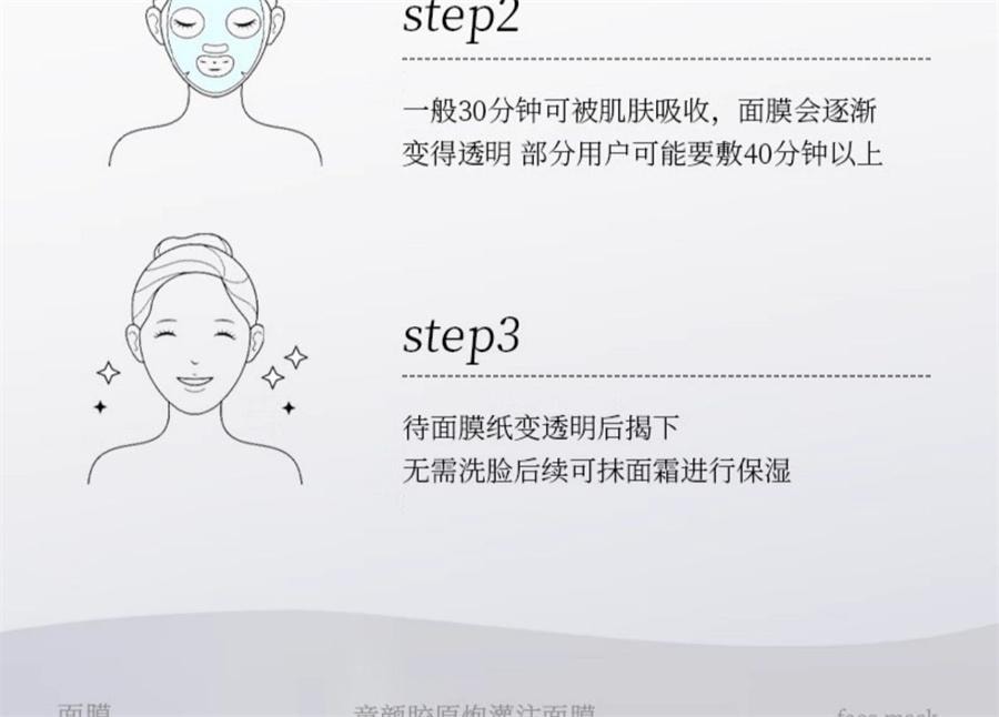 【中国直邮】 素秀臣氏 童颜胶原炮沁透面膜 补水美白紧致抗皱 5片/盒