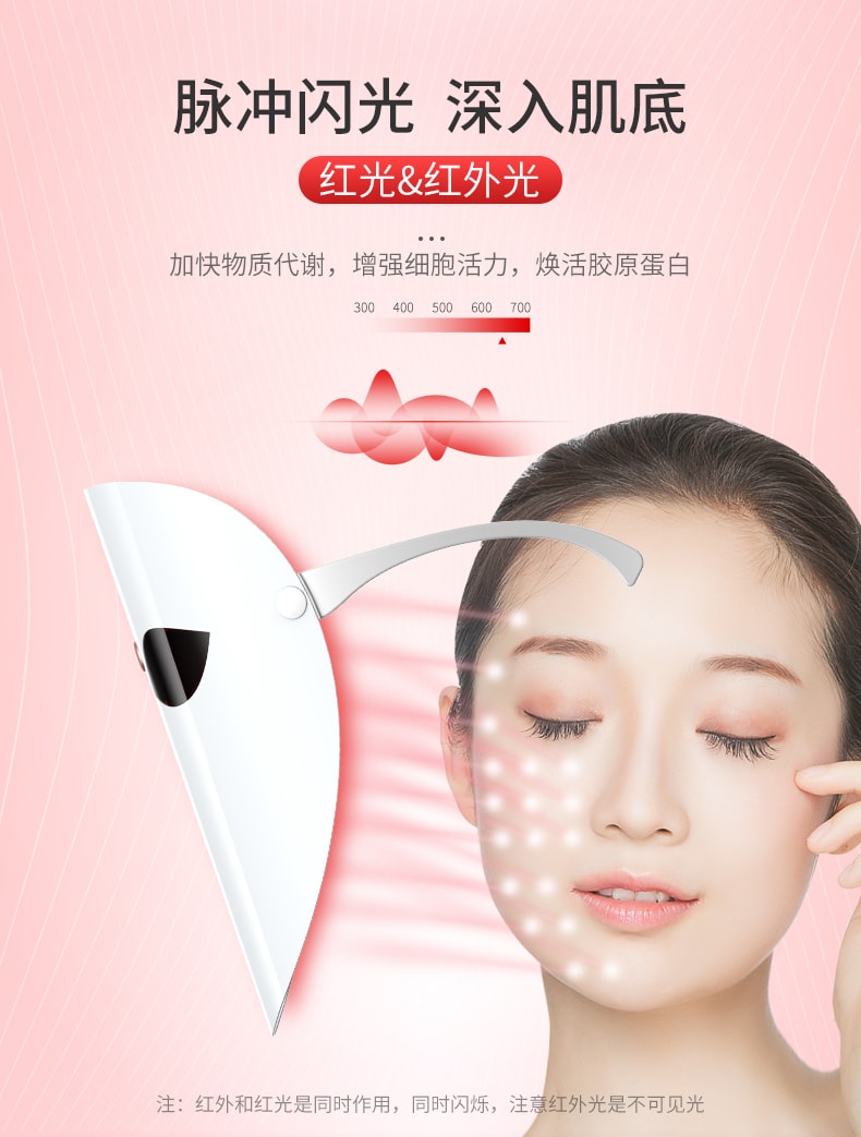 【中國直郵】卡蕾蘭 光子嫩膚儀臉部美容儀面膜面罩家用臉部光譜面罩排燈紅藍光 64 LED