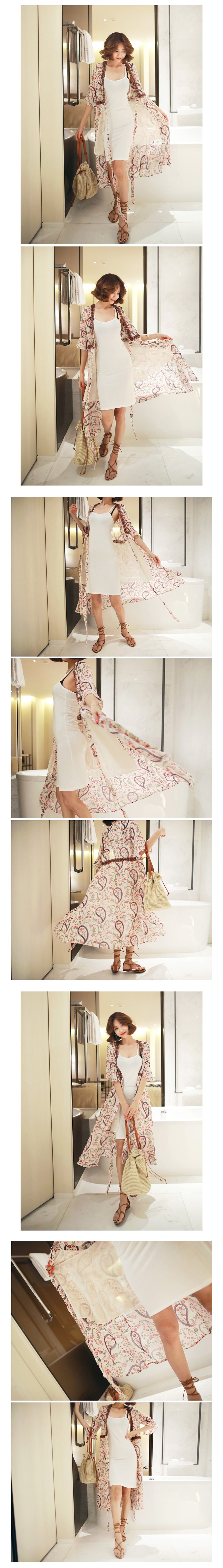 韩国正品 MAGZERO 涡纹花图案波西米亚风裹身裙 #乳白色 One Size(S-M) [免费配送]