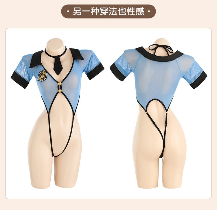 【中國直郵】霏慕 女警制服連體包臀裙 情趣內衣 均碼 藍黑款
