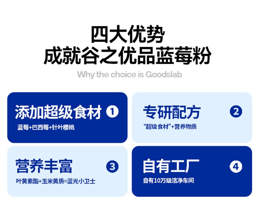 【中國直郵】 穀之優品 藍莓粉 莓果粉膳食纖維超級食物果蔬維生素C沖飲150g/盒