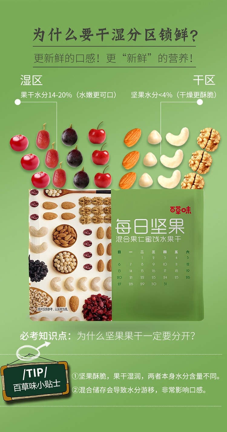 【中国直邮】百草味 每日坚果仁单包装 25g