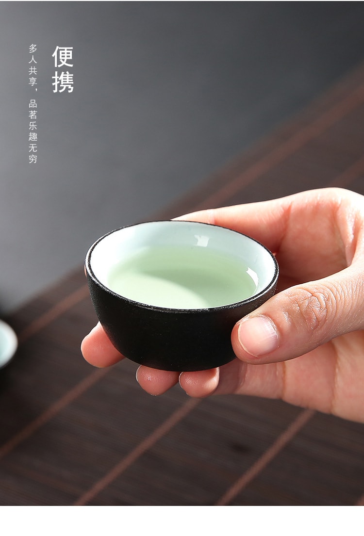 Travel tea set fast passenger cup portable Japanese-style simple car ceramic gifts Black