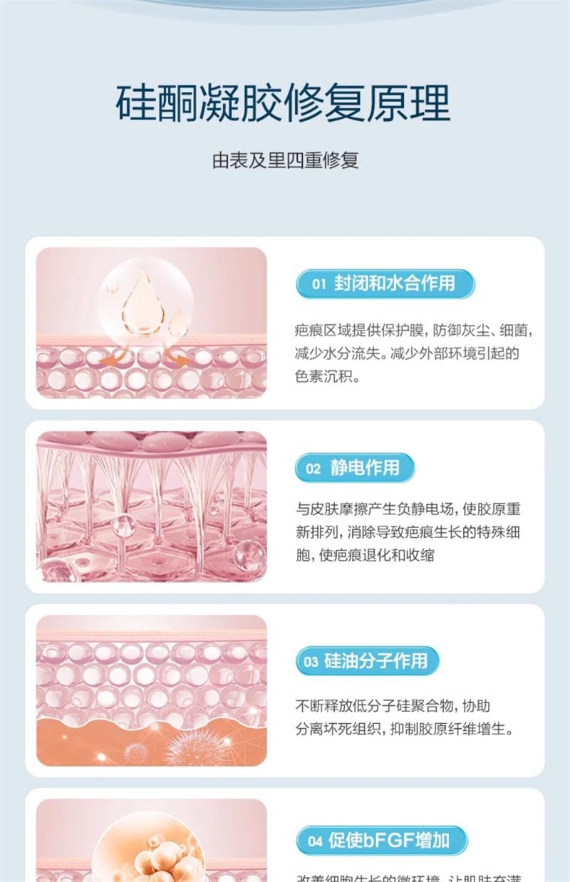 【中国直邮】 可孚 医用硅酮凝胶20g祛疤膏疤痕修复剖腹产手术增生儿童烫伤去疤除疤