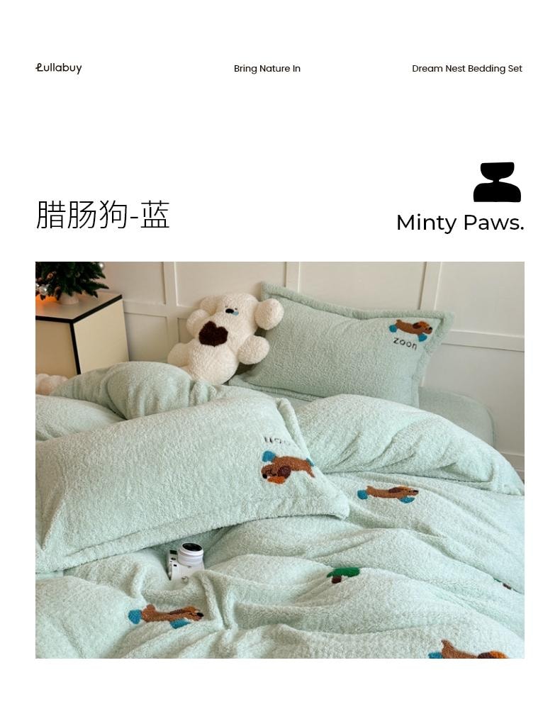 【中国直邮】Lullabuy云栖温梦牛奶绒床上三件套(床单*1+被套*1+枕套*1)Twin Size 熊猫-白