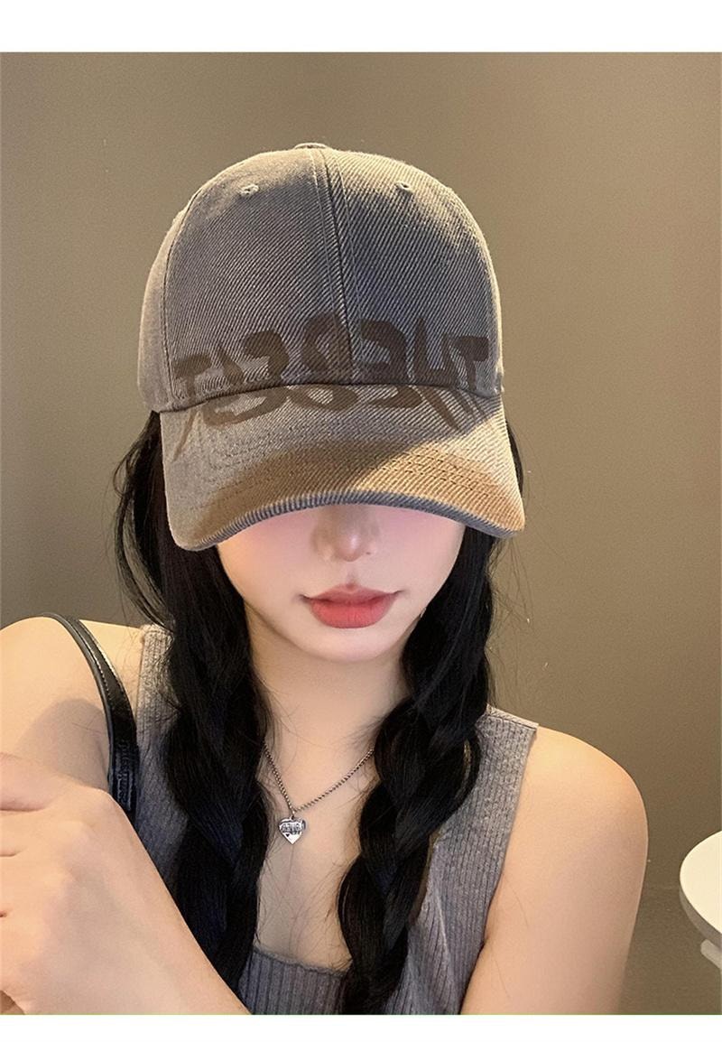 【中國直郵】 親太太 水洗做舊宇母棒球帽女美式復古大頭圍鴨舌帽顯臉小 紅色 1個 M(56-58cm)
