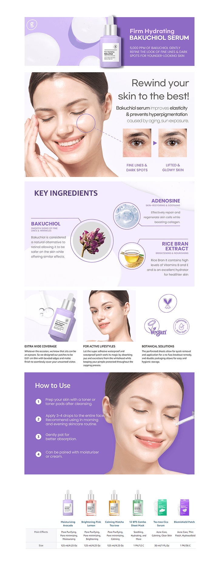  韓國 GLAM UP Bakuchiol精華素和透明質酸--抗衰老視黃醇替代精華素淡化細紋抗皺收縮毛孔舒緩粉刺為面部肌膚補水不含殘留物(1.01 Fl Oz)