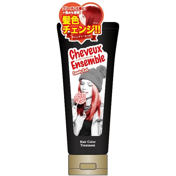 日本 CHEVEUX Ensemble 鎖色變色護髮素 染髮膏 糖果紅色 200g