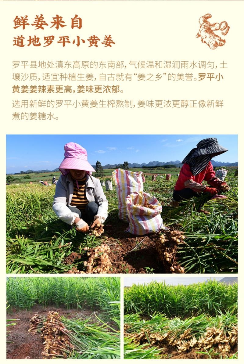 【中国直邮】  云娘食记 鲜姜红糖 原汁甘蔗鲜榨生姜暖大姨妈鲜姜糖熬制女红糖块 300g*1袋