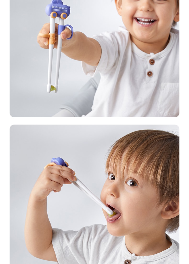 【中國直郵】bc babycare 兒童筷子虎口筷子輔助學習練習訓練筷寶寶幼兒專用2 3 6歲 小型汽車自動回彈易學筷子-藍色