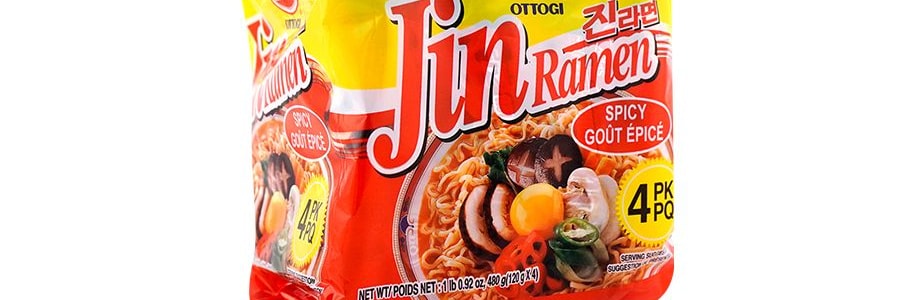 韓國OTTOGI不倒翁 JIN拉麵 辣味 4包入 480g 【韓國國民泡麵】