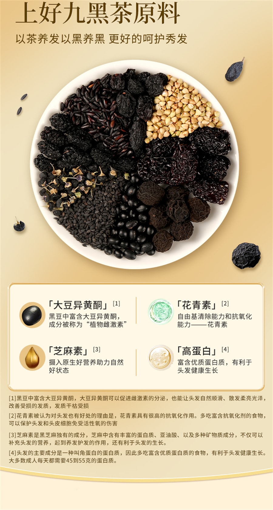 【中國直郵】福東海 五黑茶桑葚九黑茶女生加班熬夜五黑水養生茶包發茶 180克(12克x15袋)