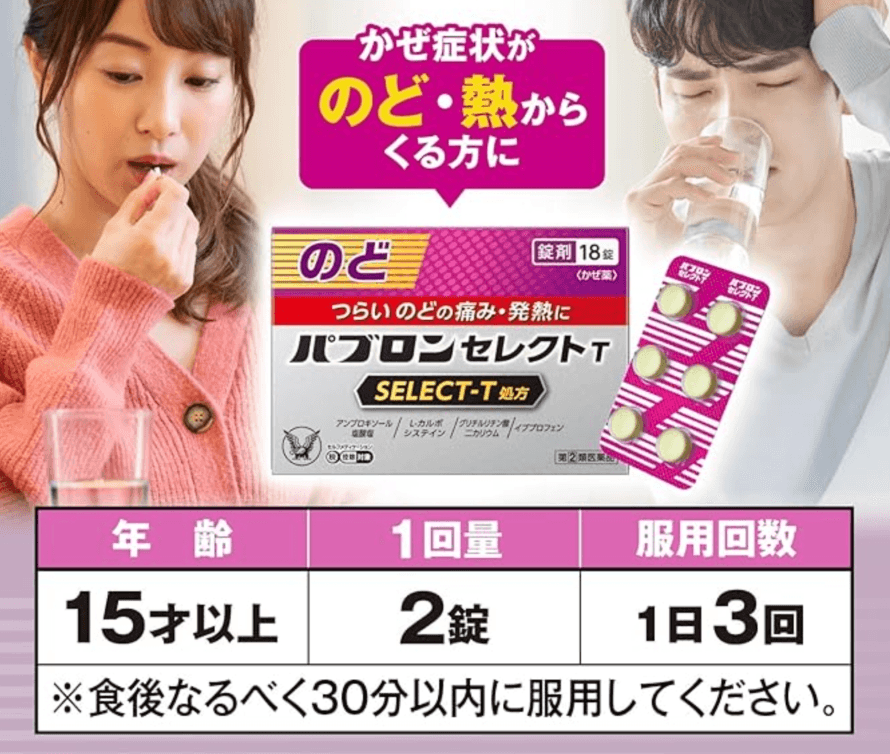 【日本直邮】大正制药最新款Select-T感冒药 咳嗽缓解严重嗓子痛发烧疼痛18粒