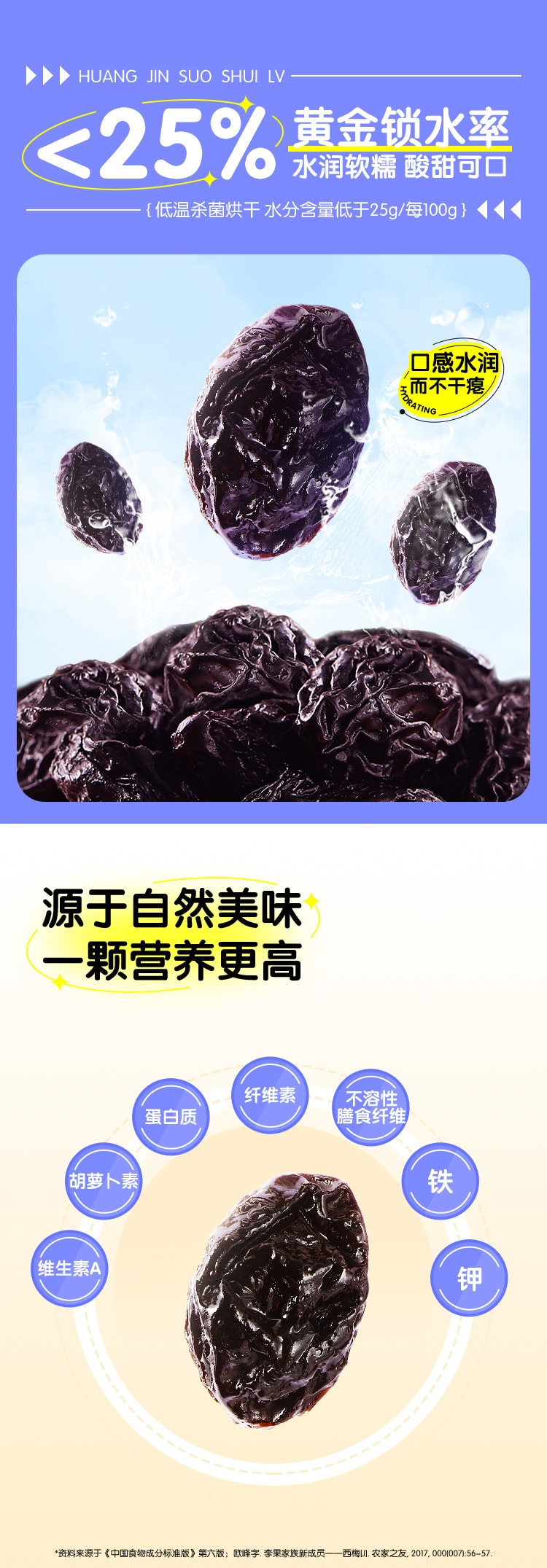 【中國直郵】三隻松鼠 西梅干 新疆無添加低脂健康孕婦零食梅子果乾 50g/袋
