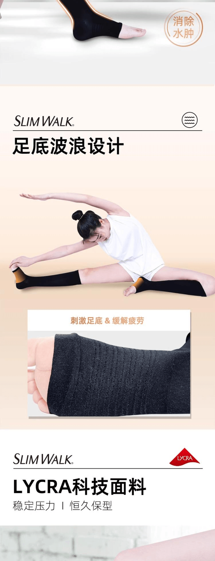 【日本直郵】PIP蓓福 Slim Walk 醫用壓力襪分階段小腿襪1對 尺寸M-L