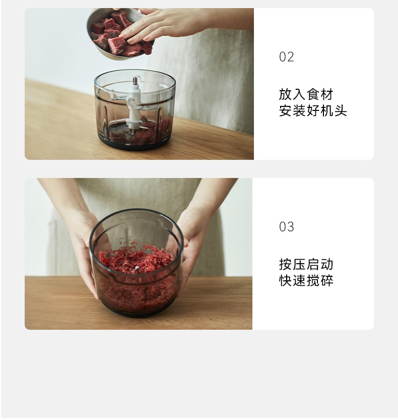 OLAYKS 1.2L 绞肉机家用电动小型多功能全自动搅拌机碎肉打馅蒜泥机 电压100-120V通用