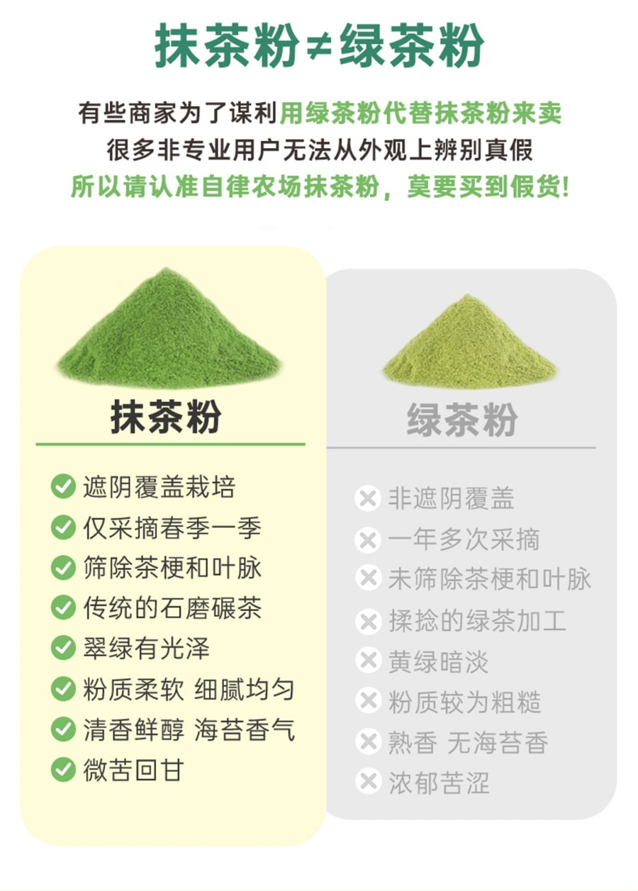 【中國直郵】自律農場 純抹茶粉超級食物無添加蔗糖運動助能點茶沖飲 120/袋