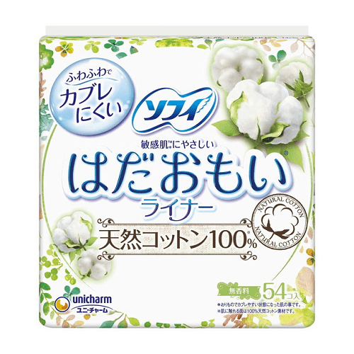 日本 UNICHARM SOFY 尤妮佳蘇菲 天然棉敏感肌專用無香護墊 54pcs