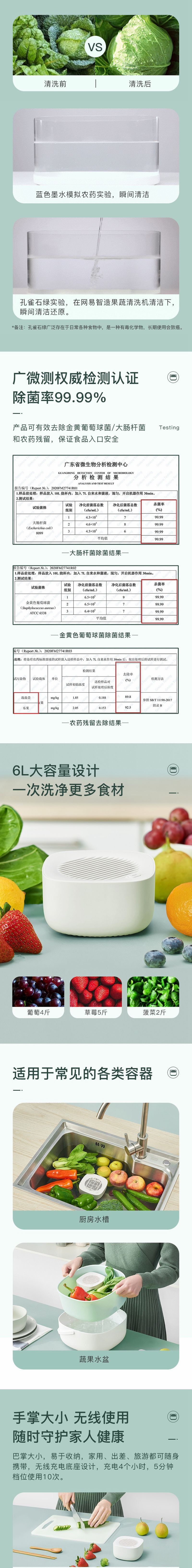 【香港DHL 5-7日达】网易智造 水果连皮放心吃 果蔬清洗机 瓷白色 