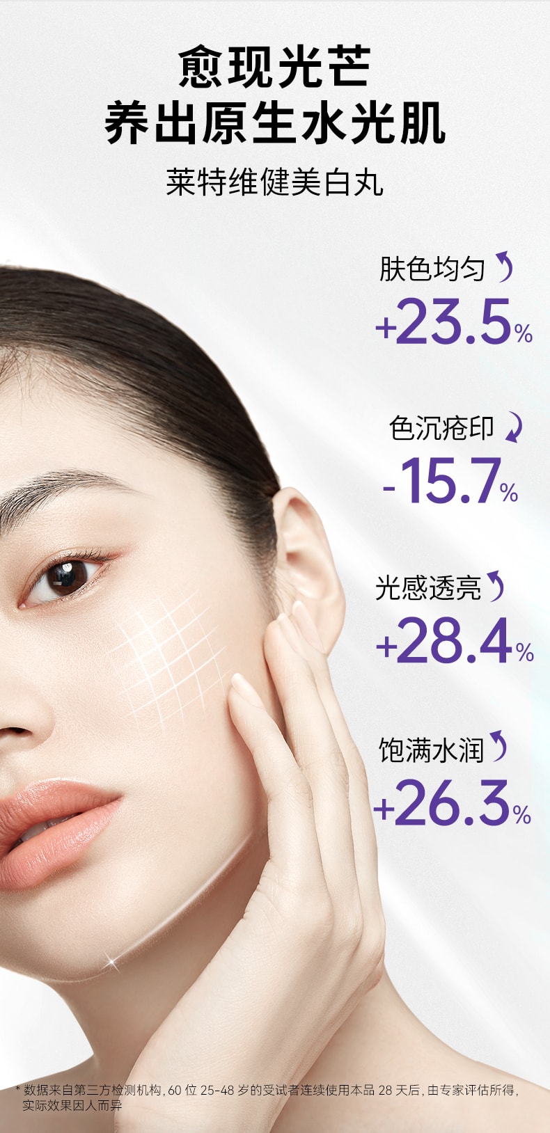 【中国直邮】 莱特维健 美白丸谷胱甘肽硫辛酸蛋白肽vc美肌亮白丸内服胶囊60粒/盒