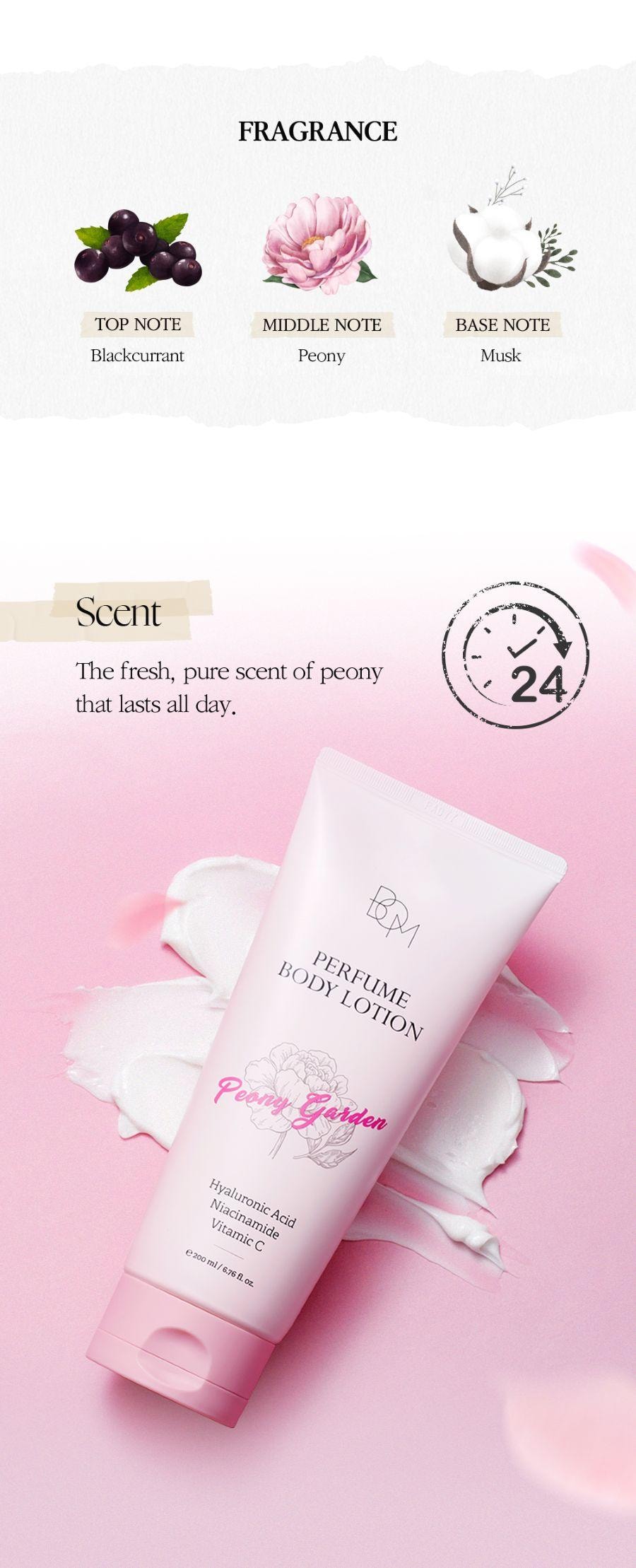 韓國 BOM 牡丹花園香氛身體乳美白提亮水潤保濕24小時留香 保濕提亮型 200ml