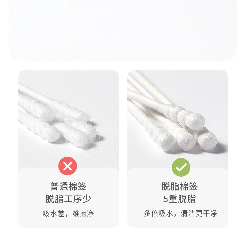 【中國直郵】 青蛙王子 愛貝迪拉嬰兒棉籤寶寶專用鼻屎清理神器掏耳新生兒童掏耳朵挖耳勺粘性耳棒50支/盒