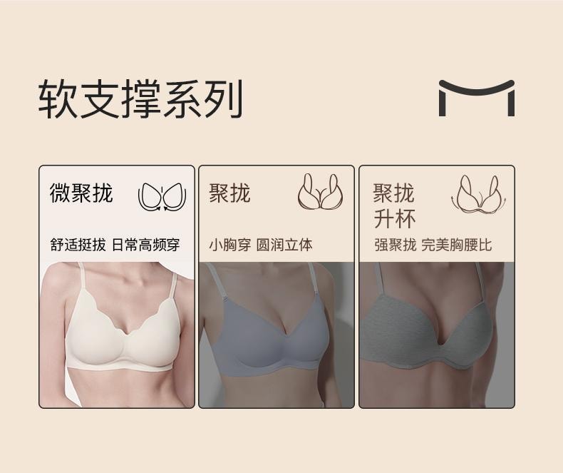 ubras 软支撑花瓣杯可调肩带背勾文胸 4色套装 M+