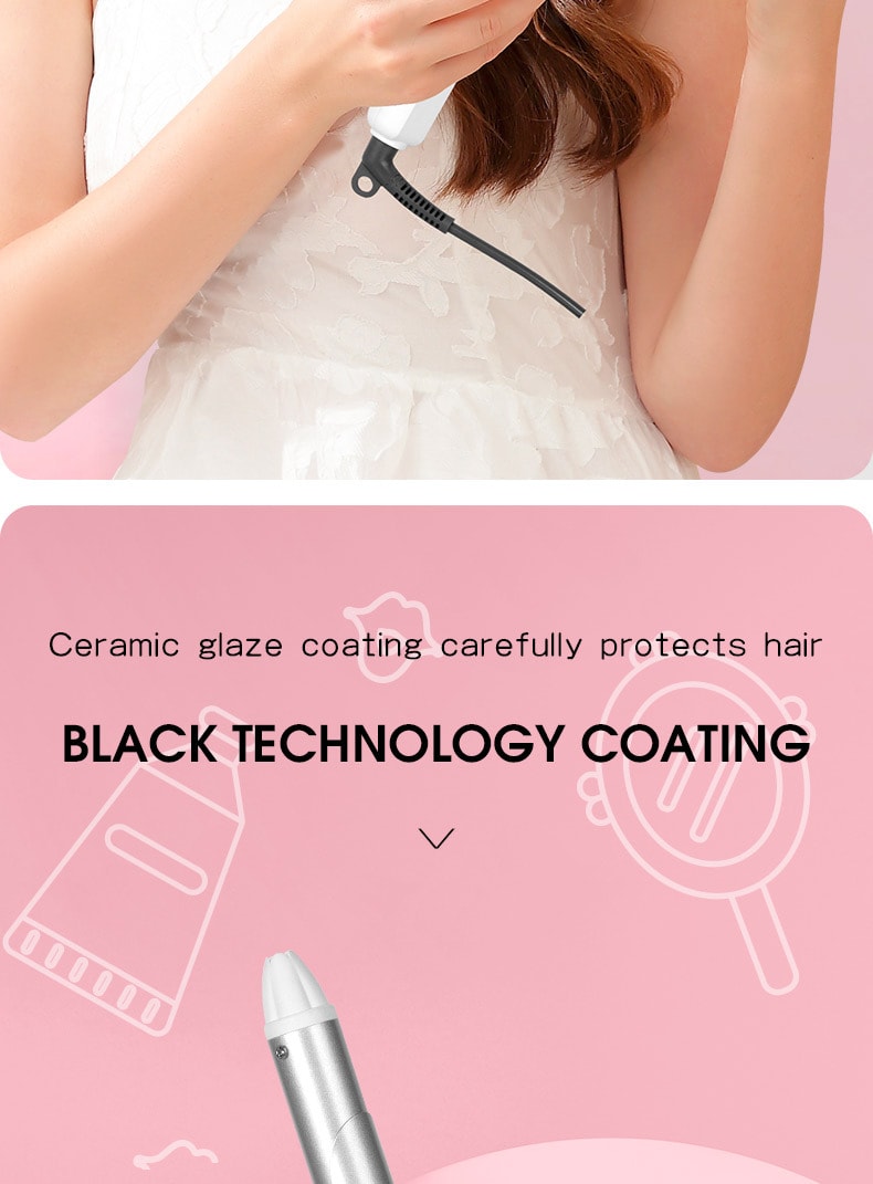 K·SKIN金稻 捲髮棒電動 防燙電捲髮棒 加長小卷迷你 瀏海內扣羊毛捲 KD580 白色