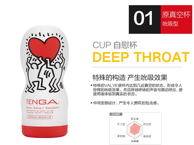 日本 TENGA 典雅 Keith Haring Deep Throat 男士专用情趣玩具