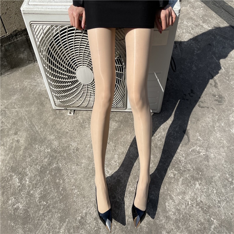 【中國直郵】爪哇島 極光馬油襪-灰色 性感超彈油亮光滑 光腿神器
