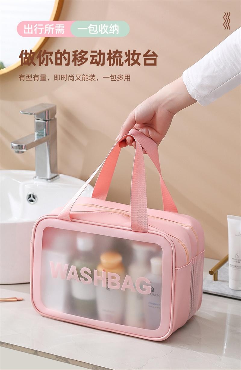 【中國直郵】 親太太 乾濕分離防水收納包旅行套裝手提化妝包 粉紅色【三件套裝】