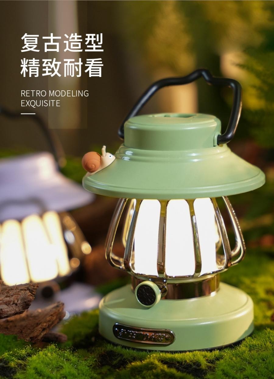 【中國直郵】 FOXTAIL 小蝸牛復古露營夜燈 充電 便攜式 戶外 檯燈 馬燈 帳篷露營 營地氛圍燈- 紫色 1個*預計到達時間3-4週