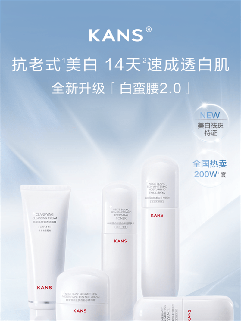 【中國直郵】 韓束 白蠻腰美白淡斑水乳套裝護膚禮盒敏感肌 水+乳+精華組合