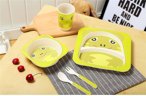 Bamboo Fiber Children's Tableware Five-piece Set Penguin 1 Set