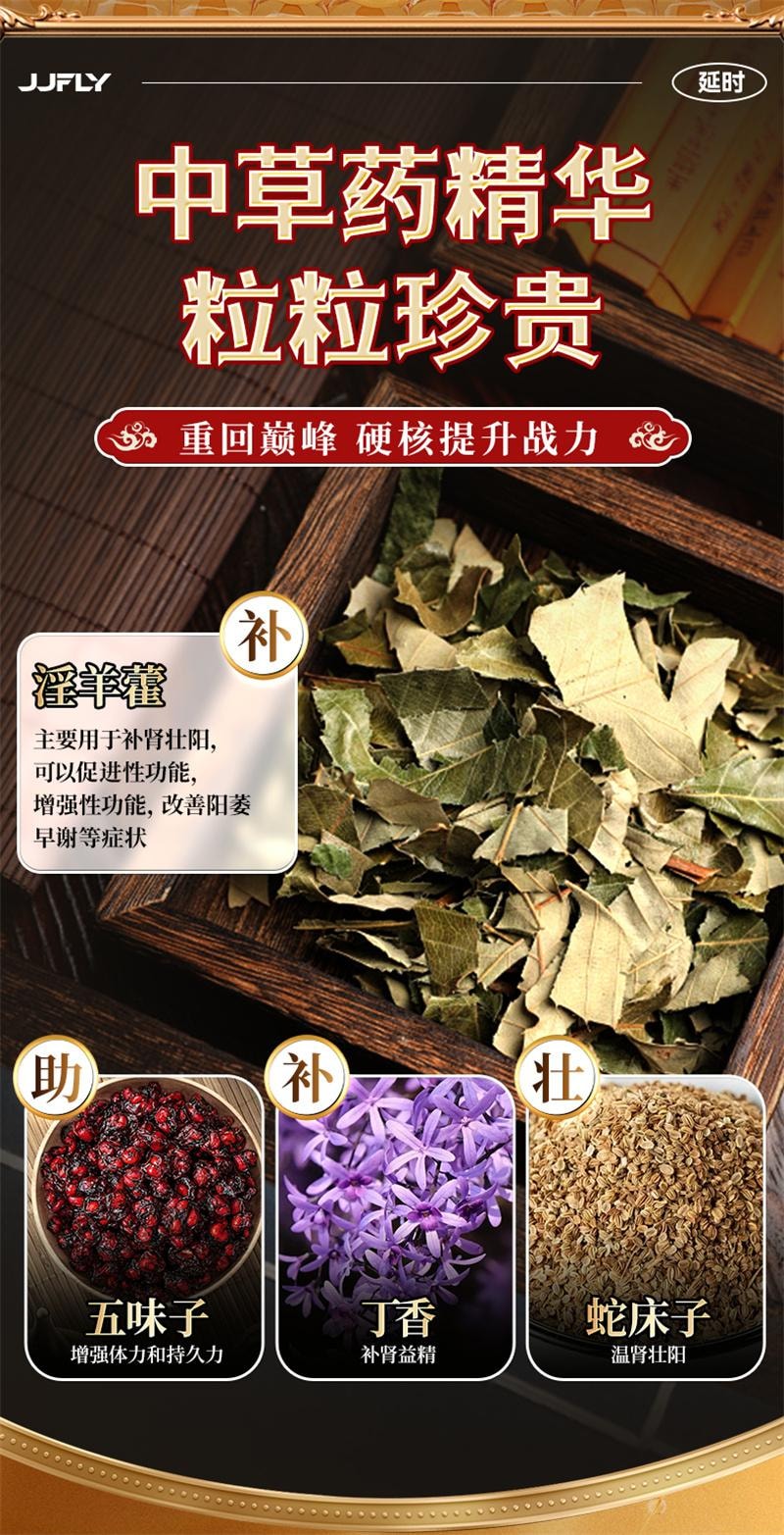【中國直郵】 JJFLY 男士凝膠 男人延時早洩治療持久補腎調理增加硬度的中藥正品男用壯陽FX 30粒/盒