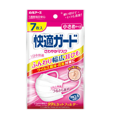 日本 HAKUGEN EARTH 白元 夏季防花粉防尘风透气防干燥一次性口罩 小码 7枚入