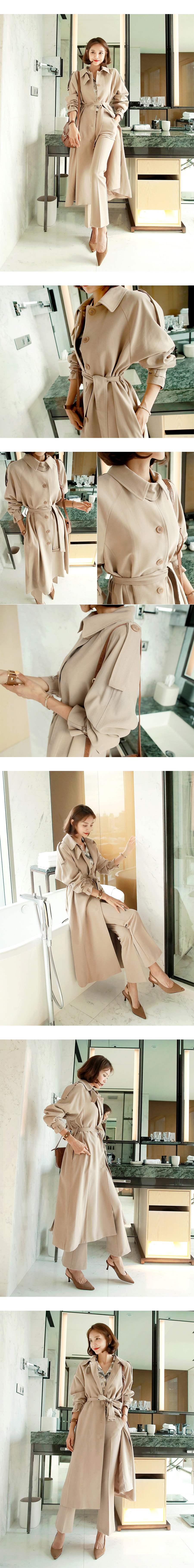 WINGS Maxi Trench Coat #Khaki One Size(S-M)