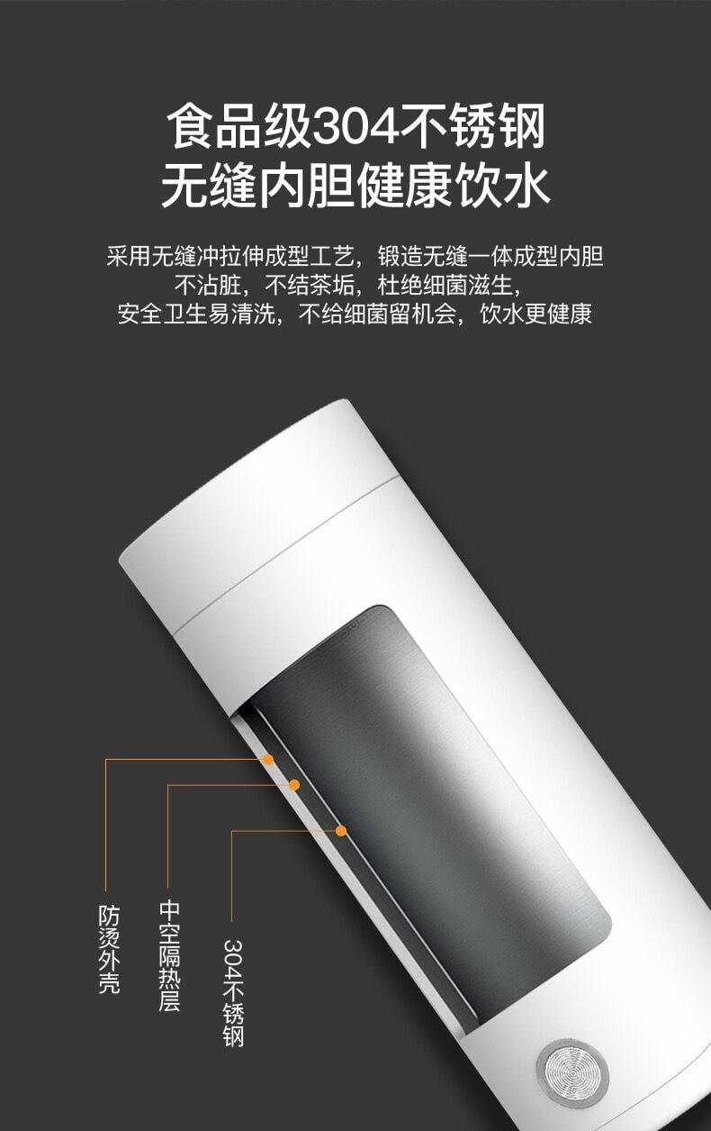 【中國直郵】電熱水壺 燒水壺 不鏽鋼 輕巧便攜 110V美規款 400ML 白色
