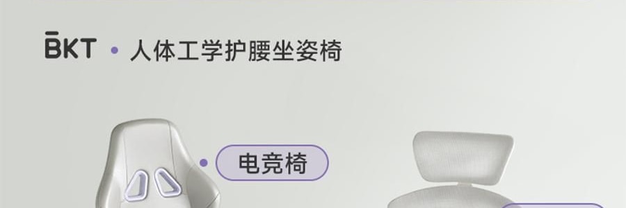 BKT 人體工學護腰坐墊靠背 久坐神器坐姿托 多種椅子適用 加大版丁香紫 422*362*310mm 【楊冪同款 故宮聯名】