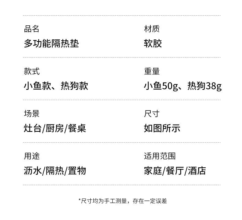 FOXTAIL 卡通锅盖收纳垫 硅胶 放置器 台面 沥水垫 隔热垫 多功能 厨房 置物架-腊肠狗+小丑鱼 1份