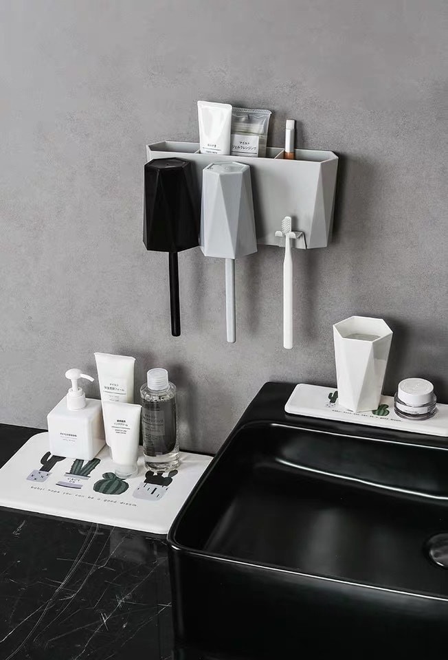 Minimalism toothbrush holder with cup- magnetic