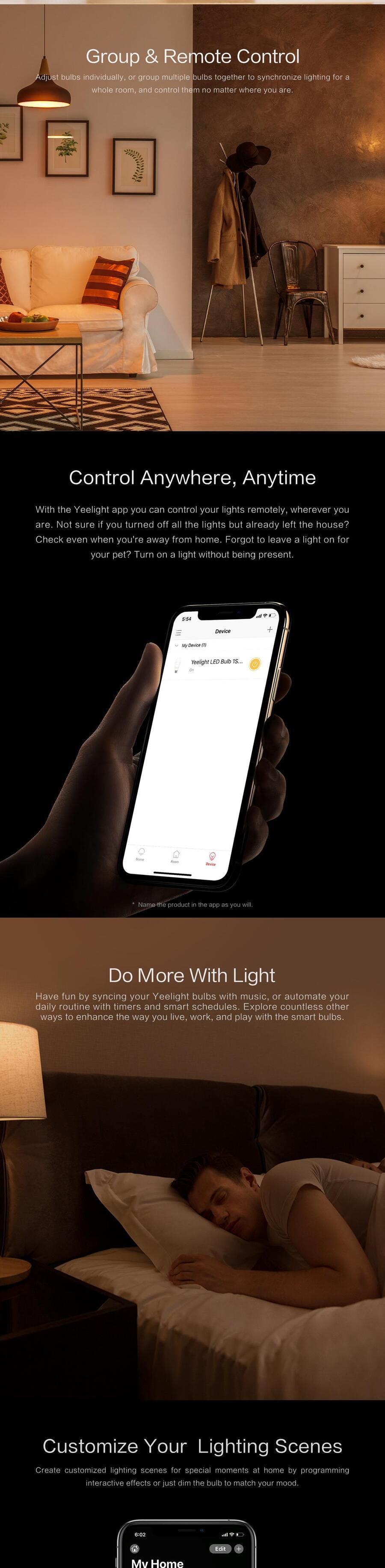 【智能灯泡】Yeelight易来 智能家用LED黄白光灯泡 1S[北美版电压]