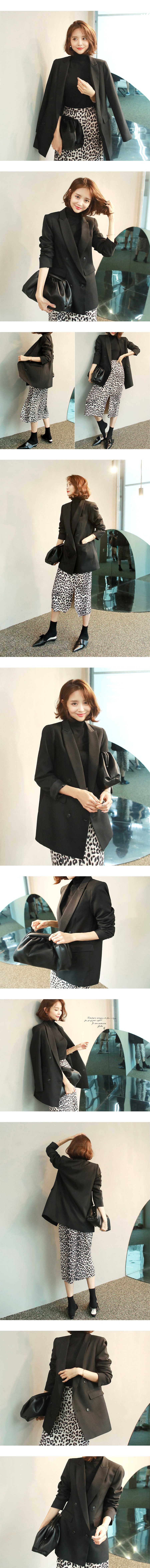 [韩国直邮] WINGS 韩国双排扣女西装外套 #黑色 L(40)