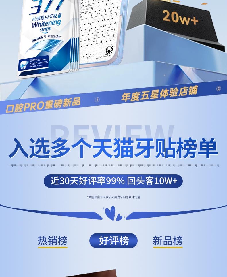 爱兰歌娜 377美白牙贴7对/盒 【黑五大促】 20倍焕白亮牙去黄 强效洁白 天猫牙贴榜单第一  清洁牙渍烟茶咖啡渍 速白神器