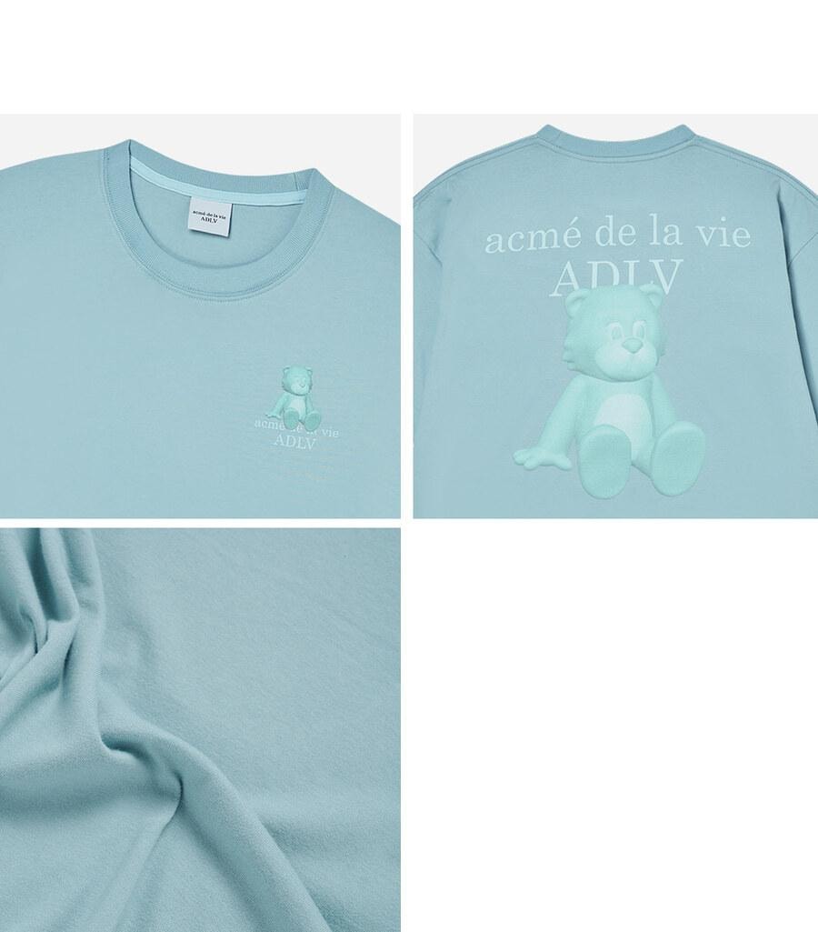 【韓國直郵】 韓國 acmé de la vie ADLV AC BEAR 單色基本款LOGO短袖T卹 深薄荷色 1