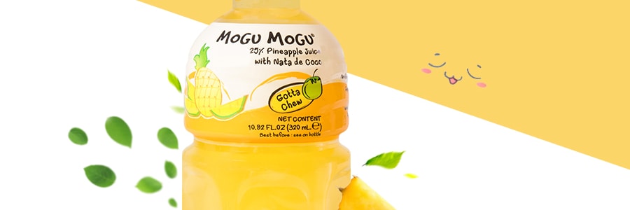 【6瓶分享裝】泰國MOGU MOGU 果汁椰果飲料 鳳梨口味 320ml*6