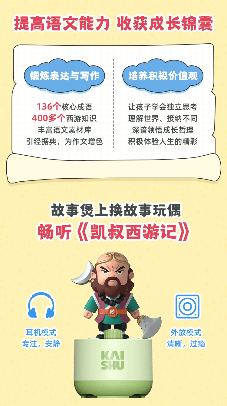 【中国直邮】凯叔讲故事 儿童益智玩具早教机故事机国学机 西游记全五部套装+蓝色故事煲