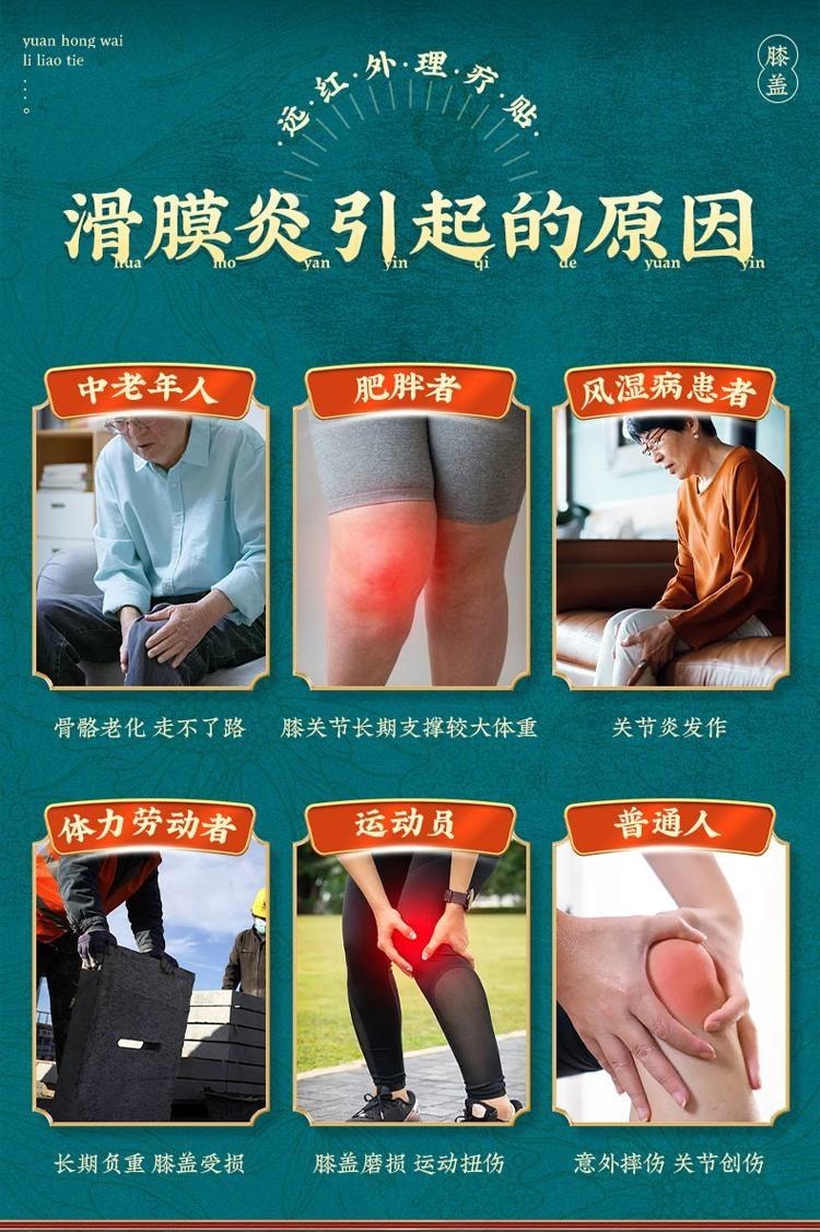 【中國直郵】 寶芝林 遠紅外線理療貼 滑膜炎專用貼膏 膝蓋關節疼痛專用膏 損傷修復膝蓋熱敷貼 8貼/盒