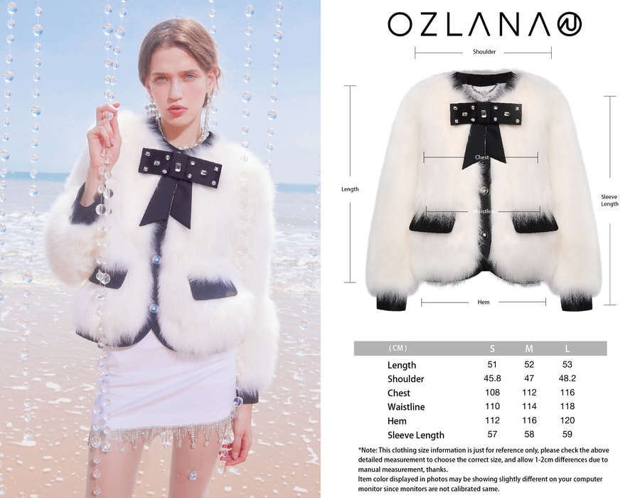 【中國直郵】【預售】OZLANA 可拆卸蝴蝶結 千金皮草 芬蘭狐狸毛可拆卸蝴蝶結皮草- 奶白色 S 發貨需5-15工作日