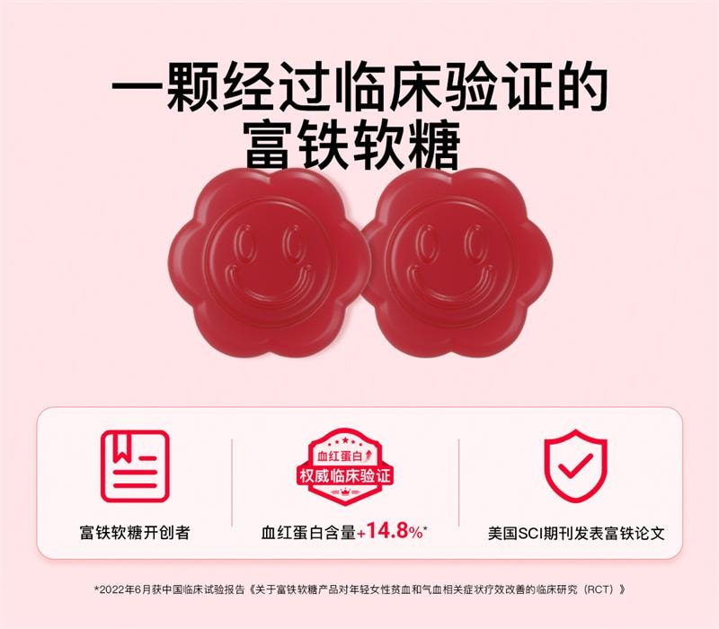 【中国直邮】美那有 富铁软糖3g*60粒/盒 高阶元气铁有机铁气血儿童成人女性孕期孕妇 180g/盒